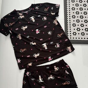 Black Dog Print Pajama Set